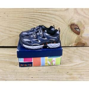 New Stride Rite Sneakers Boys Navy Orange 10W Windsor Leather Shoes